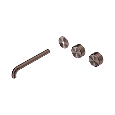 Nero Serenity Wall Basin Set 220mm Offset Spout With Metal Handle Trim Kit Only Brushed Bronze