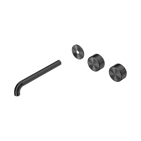 Nero Serenity Wall Basin Set 220mm Offset Spout With Metal Handle Trim Kit Only Gun Metal