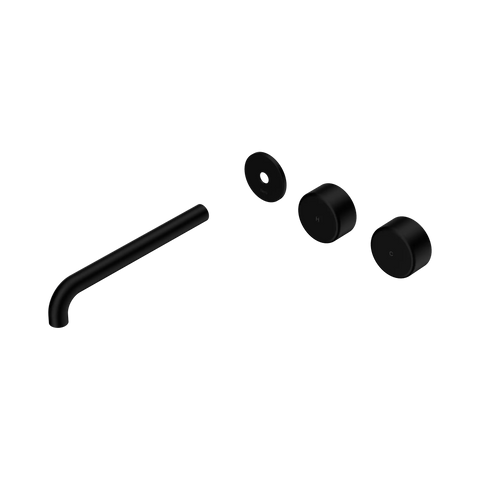 Nero Serenity Wall Basin Set 220mm Offset Spout With Metal Handle Trim Kit Only Matte Black
