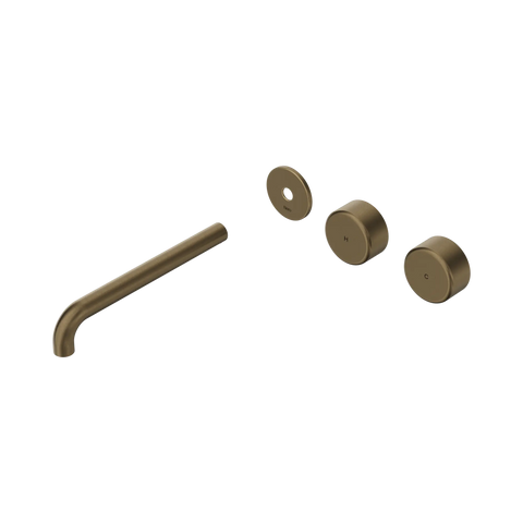 Nero Serenity Wall Basin Set 220mm Offset Spout With Metal Handle Trim Kit Only Tumbled Antique Brass
