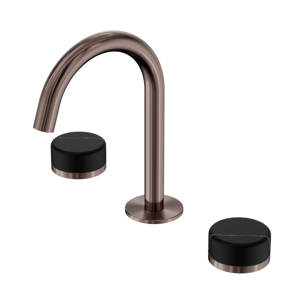 Nero Serenity Basin Set Arc Spout With Marquina Black Handle Brushed Bronze