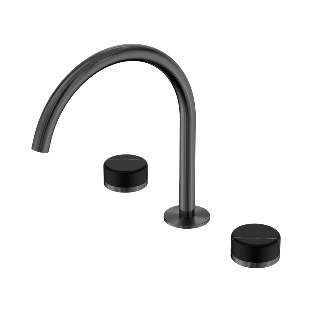Nero Serenity Bath/Kitchen Set Arc Spout With Marquina Black Handle Gun Metal