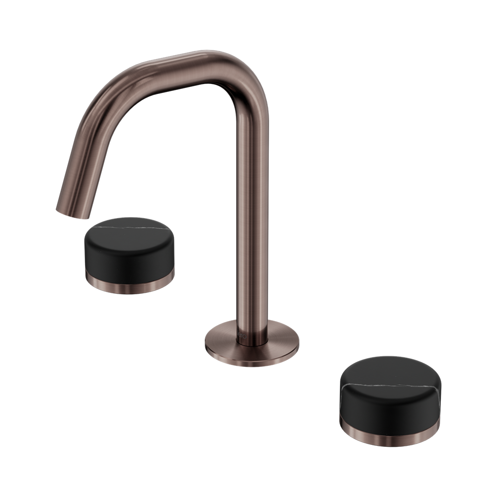 Nero Serenity Basin Set Edge Spout With Marquina Black Handle Brushed Bronze