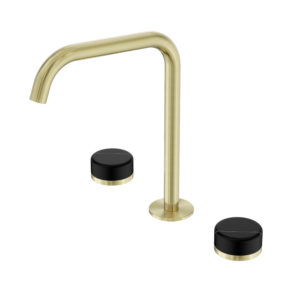Nero Serenity Bath/Kitchen Set Edge Spout With Marquina Black Handle Brushed Gold