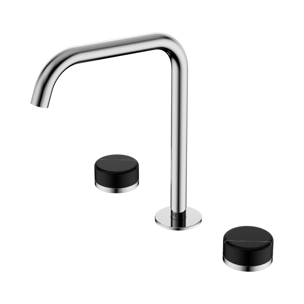 Nero Serenity Bath/Kitchen Set Edge Spout With Marquina Black Handle Chrome