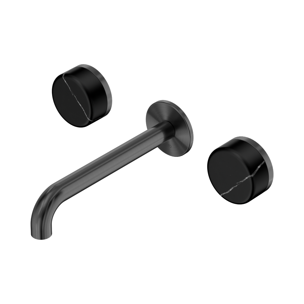 Nero Serenity Wall Basin Set 160/185/220mm Spout With Nero Marquina Handles Gun Metal