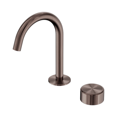 Nero Serenity Progressive Basin Mixer Arc Spout With Metal Handle Brushed Bronze