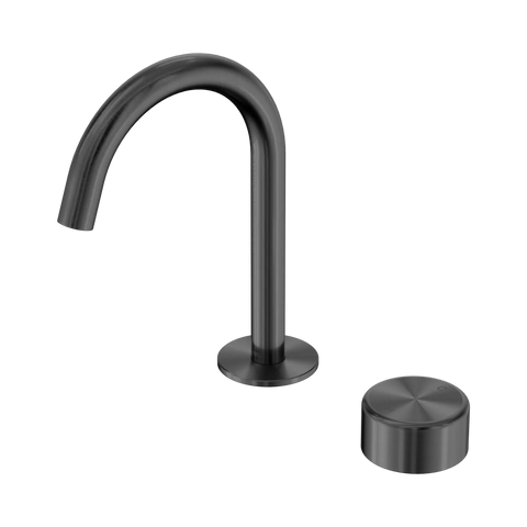 Nero Serenity Progressive Basin Mixer Arc Spout With Metal Handle Gun Metal