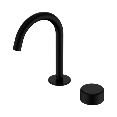 Nero Serenity Progressive Basin Mixer Arc Spout With Metal Handle Matte Black