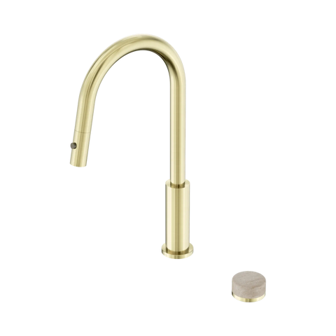 Nero Serenity Progressive Pull Out Kitchen Set With Rome Travertine Handle - Brushed Gold