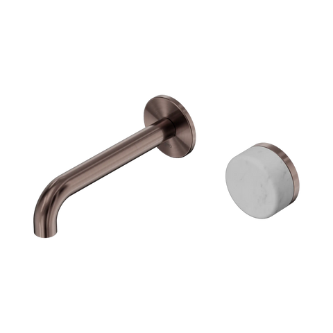 Nero Serenity Progressive Wall Basin Mixer 160mm Spout With Carrara Handle - Brushed Bronze