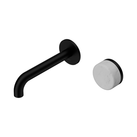 Nero Serenity Progressive Wall Basin Mixer 160mm Spout With Carrara Handle - Matte Black