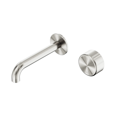 Nero Serenity Progressive Wall Basin Mixer 160mm Spout With Metal Handle - Brushed Nickel