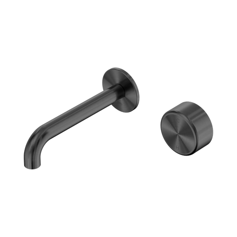 Nero Serenity Progressive Wall Basin Mixer 160mm Spout With Metal Handle - Gun Metal