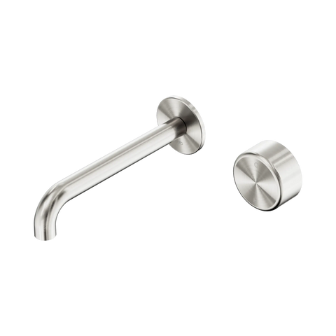 Nero Serenity Progressive Wall Basin Mixer 185mm Spout With Metal Handle - Brushed Nickel