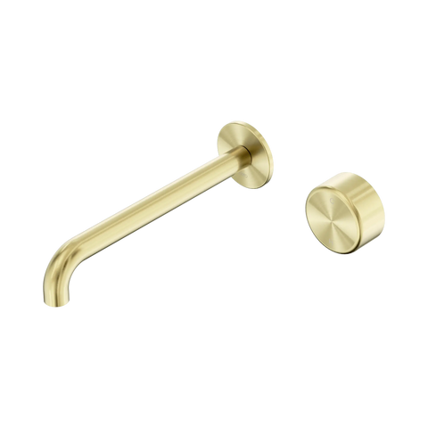 Nero Serenity Progressive Wall Basin Mixer 220mm Spout With Metal Handle - Brushed Gold