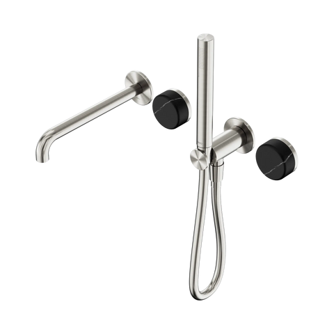 Nero Serenity Progressive Shower System With Spout With Marquina Black Handle And Slim Shower - Brushed Nickel