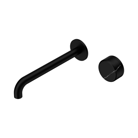 Nero Serenity Progressive Wall Basin Mixer 220mm Spout With Marquina Black Handle - Matte Black