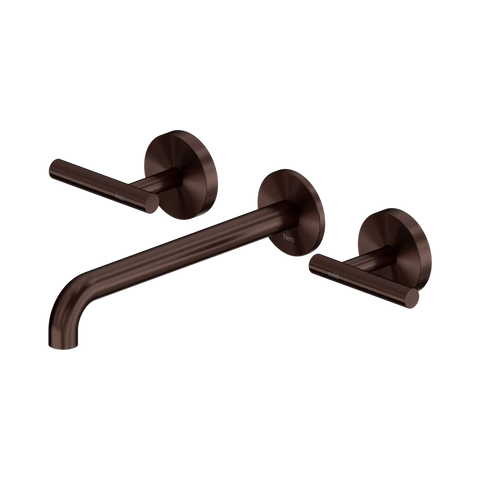 Nero Mecca Lever Wall Basin/Bath Set 220mm Spout Rome Bronze