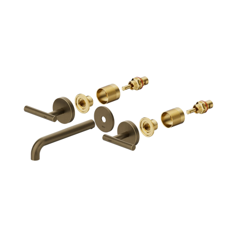 Nero Mecca Lever Wall Basin/Bath Set 185mm Spout Trim Kit Only Tumbled Antique Brass