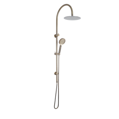Mimi Cove Twin Gooseneck Rail Shower Antique Brass