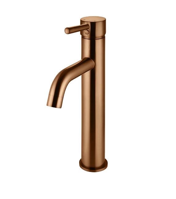 Meir Round Tall Basin Mixer Curved Lustre Bronze