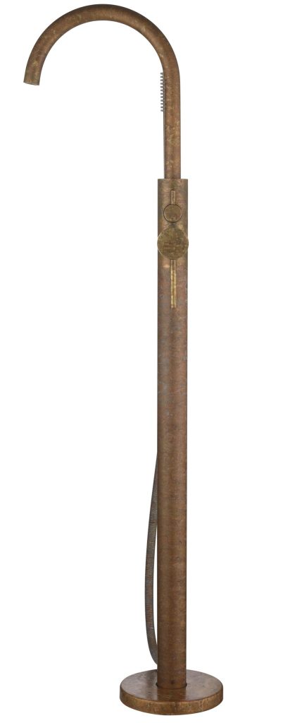 Bella Vista Mica Freestanding Bath Mixer with Hand Shower Aged Accelerated Living Brass