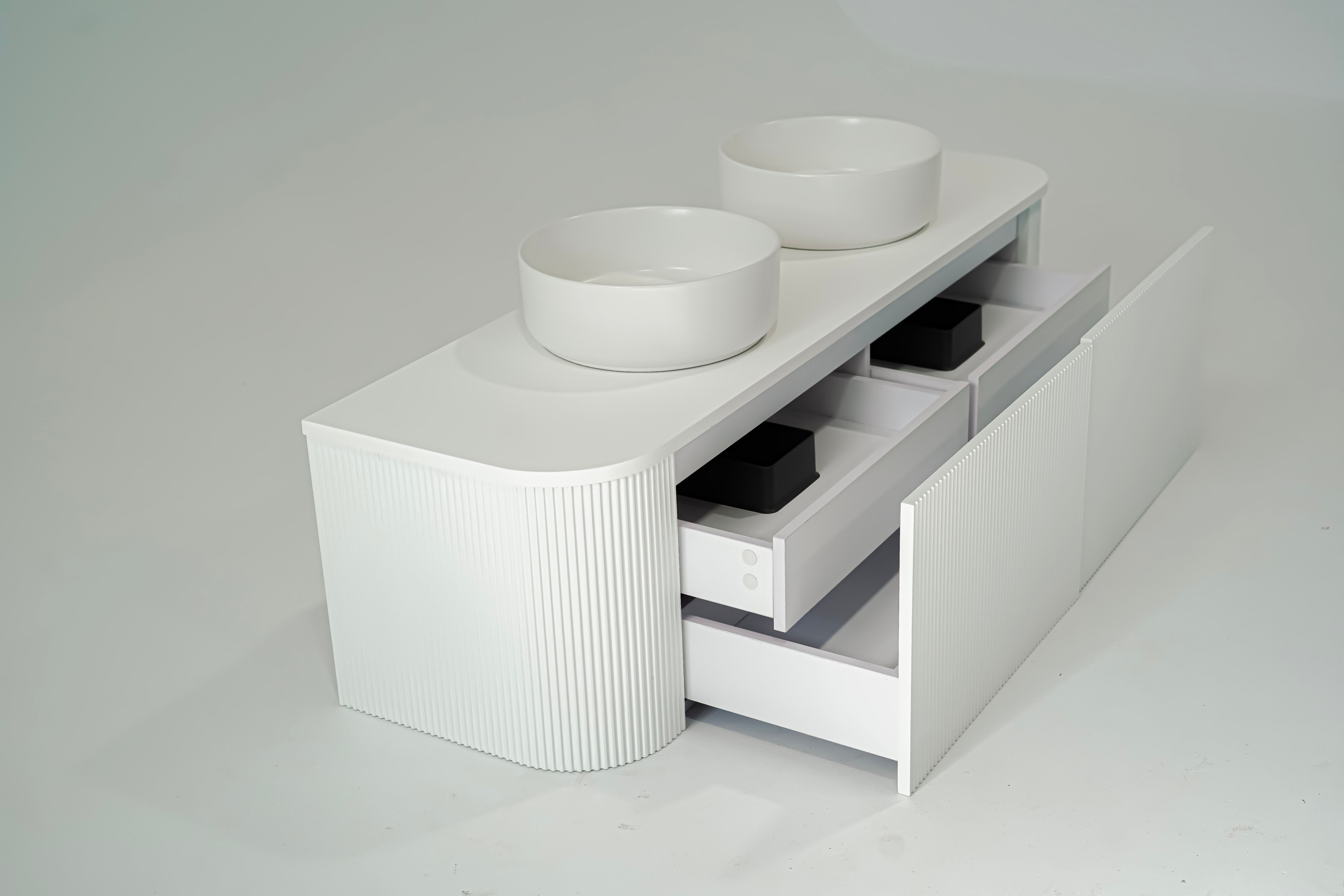 1500mm Portofino White Flute Vanity Unit