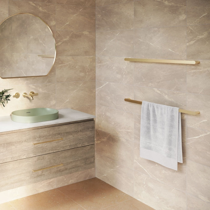 Fienza Empire Slim Single Towel Rail 800mm Urban Brass