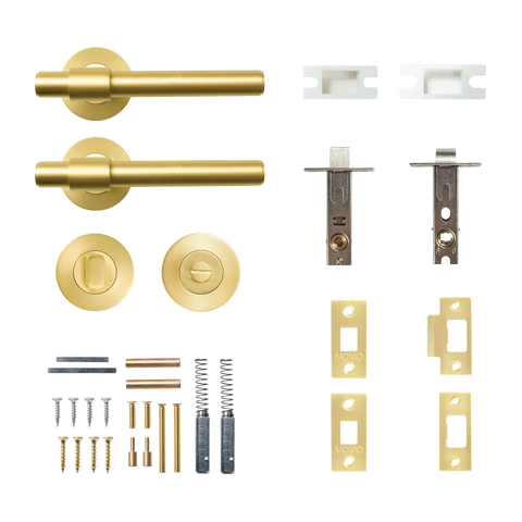 Momo Belgravia Plain Solid Brass Tubular Latch Privacy Lever Set Brushed Satin Brass