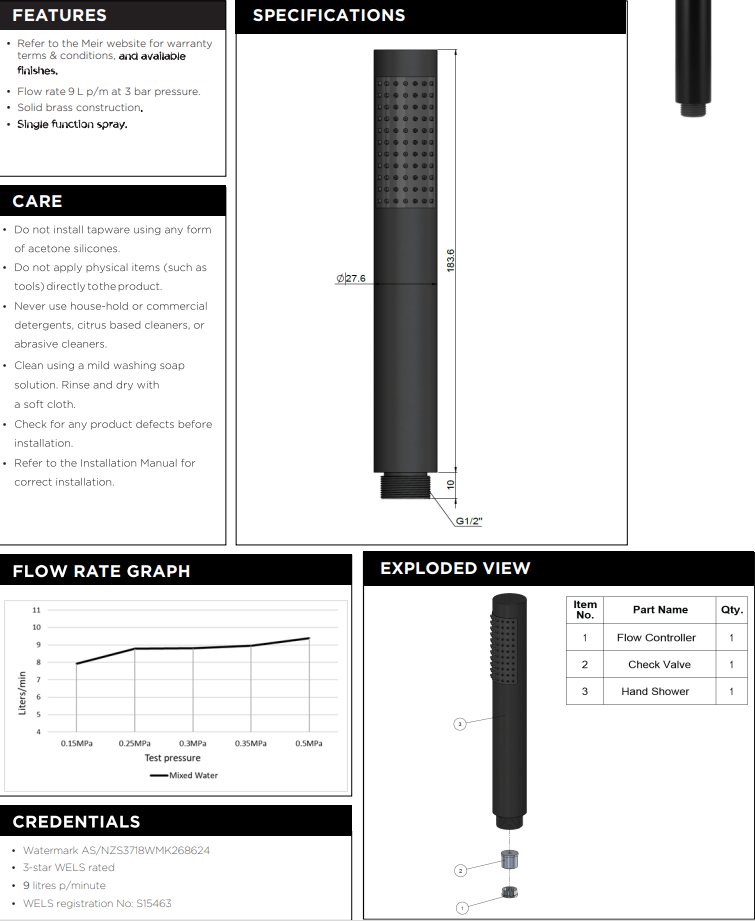 Meir Round Hand Shower Single Function Brushed Nickel