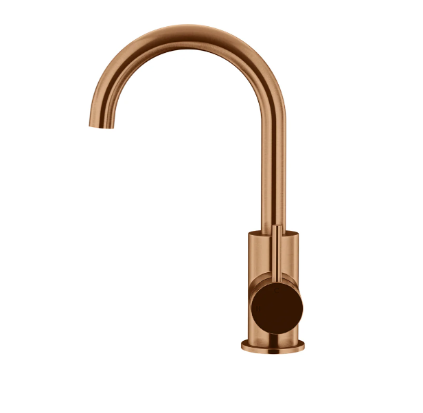 Meir Round Gooseneck Basin Mixer with Cold Start Lustre Bronze