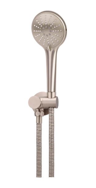 Meir Round three function hand shower on bracket- Champagne