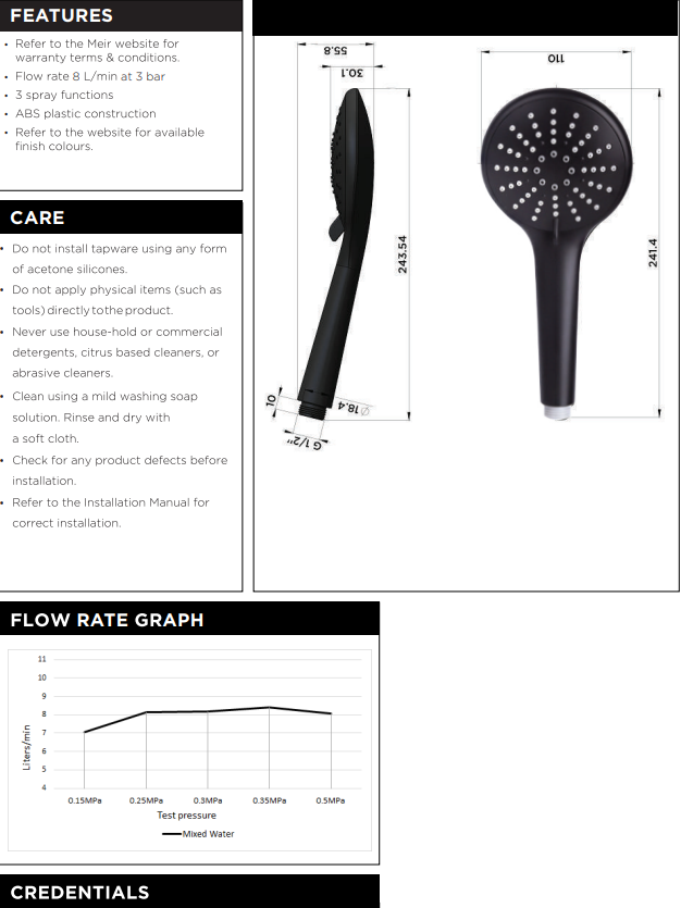 Meir Round Hand Shower Three-Function Champagne