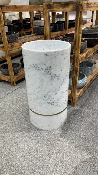 Zen Pedestal Basin Carrara White Marble