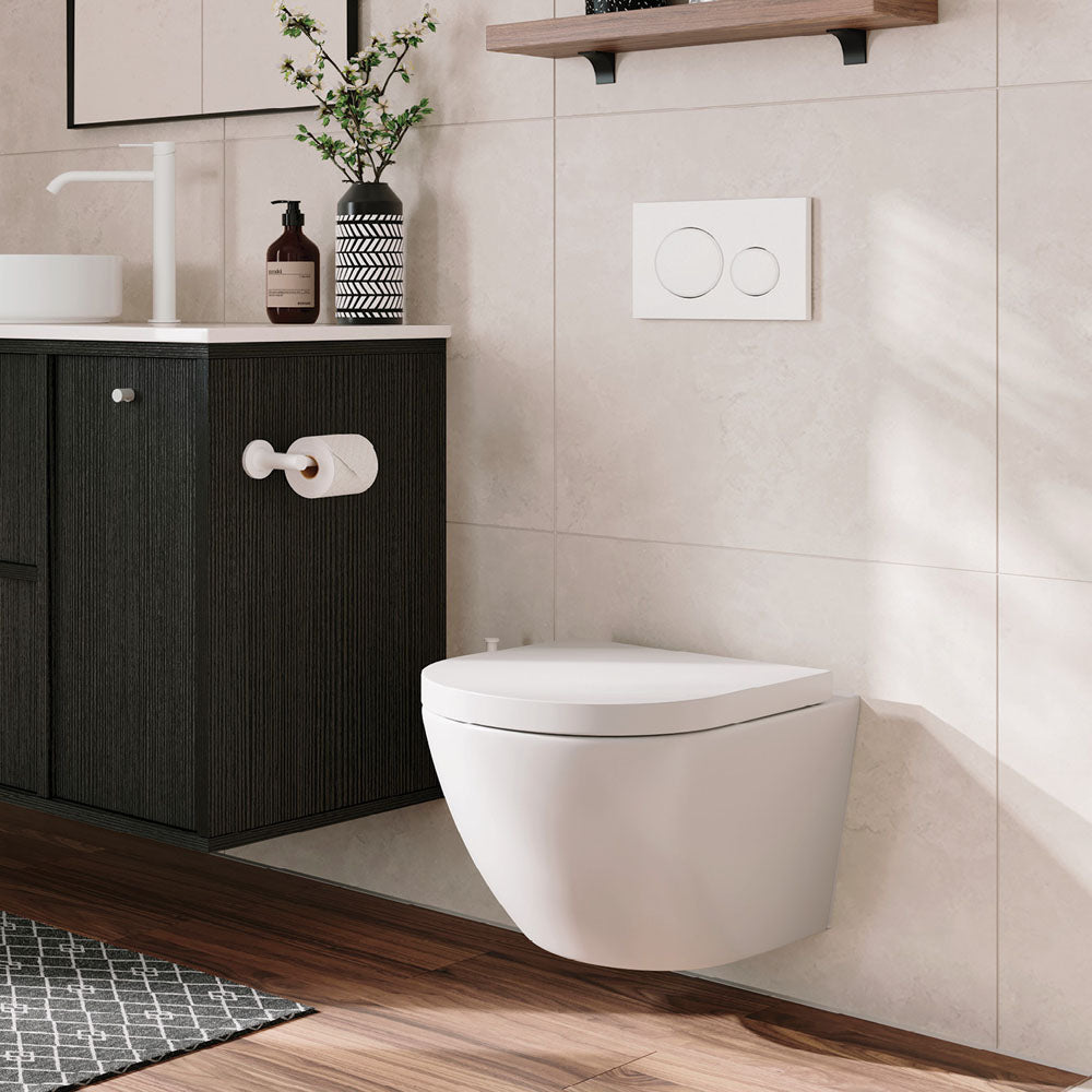 Fienza Koko Gloss White Rimless Tornado Wall Hung Toilet Pan