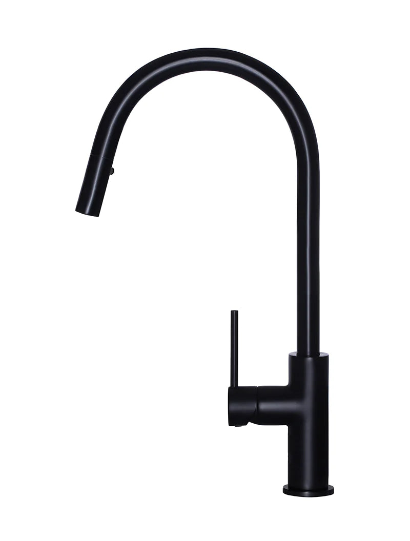 Meir Round Piccola Pull Out Kitchen Mixer Tap - Matte Black