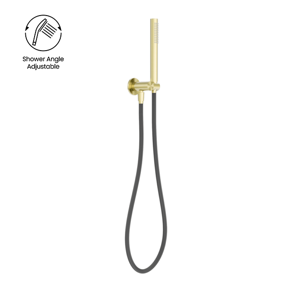 Nero Zen SS316L Handshower On Bracket With Outdoor Hose Brushed Gold