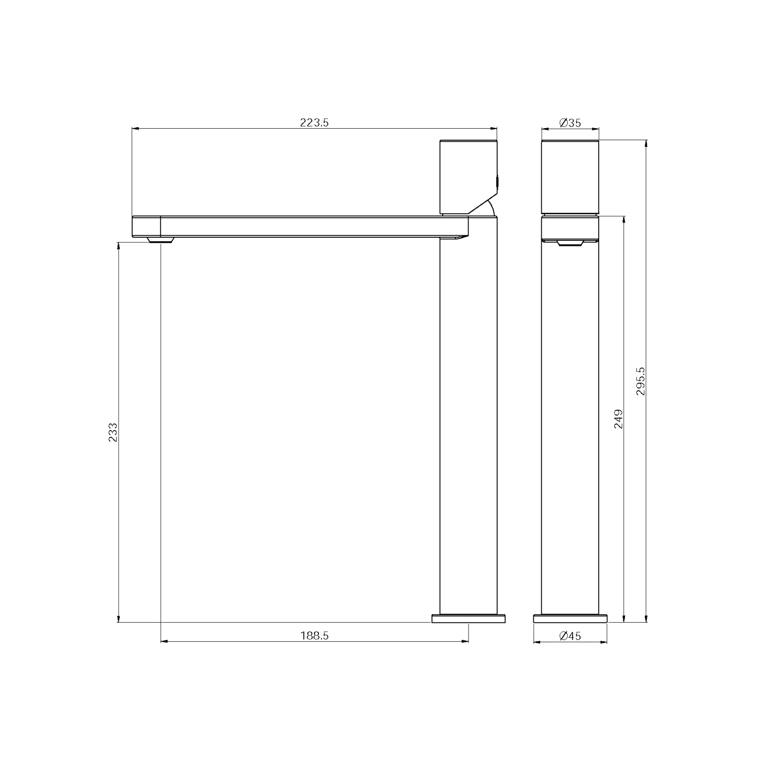 Nero Pure SS316L Tall Basin Mixer Brushed Nickel