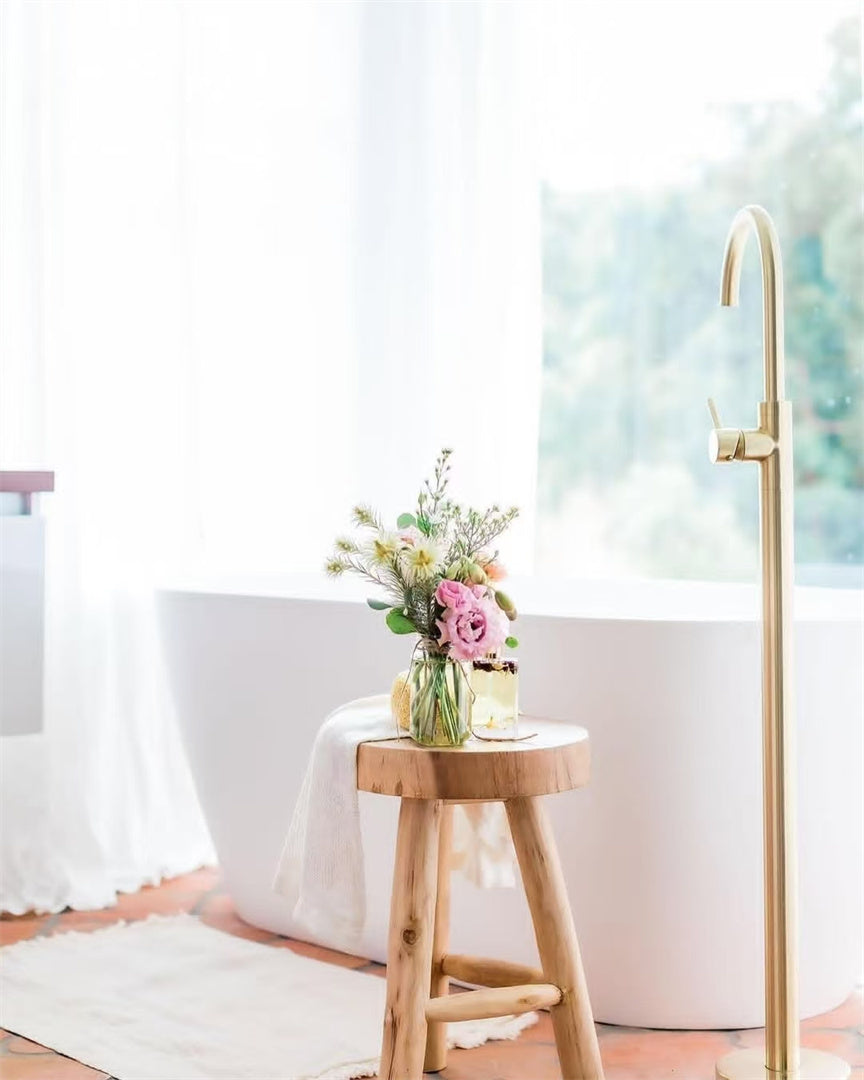 Nero Mecca Freestanding Bath Mixer Brushed Gold