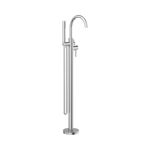 Nero Mecca Round Freestanding Bath Mixer With Handshower Chrome