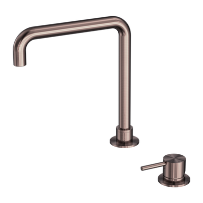 Nero Mecca Hob Basin Mixer Square Swivel Spout Brushed Bronze