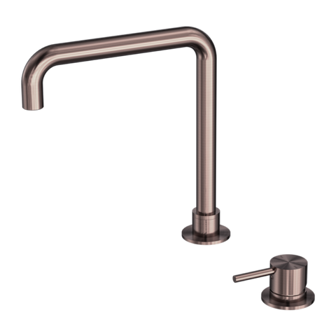 Nero Mecca Hob Basin Mixer Square Swivel Spout Brushed Bronze