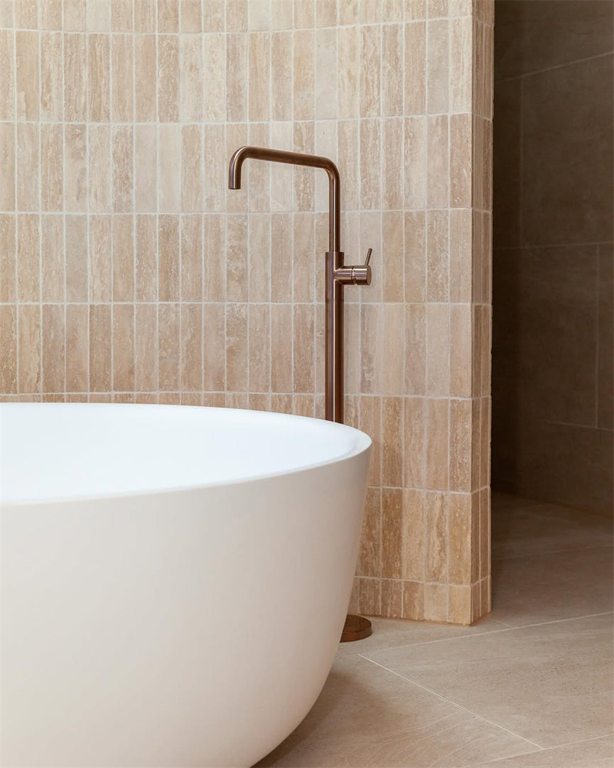 Nero Mecca Freestanding Bath Mixer Square Shape Brushed Bronze
