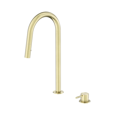 Nero Mecca Hob Mounted Pull Out Sink Mixer Brushed Gold