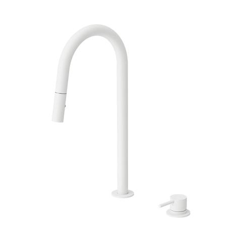 Nero Mecca Hob Mounted Pull Out Sink Mixer Matte White