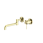 Nero Mecca Wall Basin/Bath Mixer Swivel Spout Set 225mm Brushed Gold