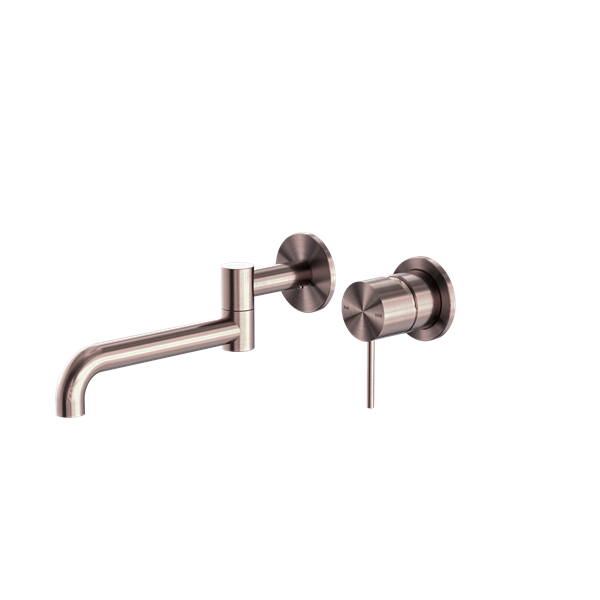 Nero Mecca Wall Basin/Bath Mixer Swivel Spout Set 225mm Brushed Bronze