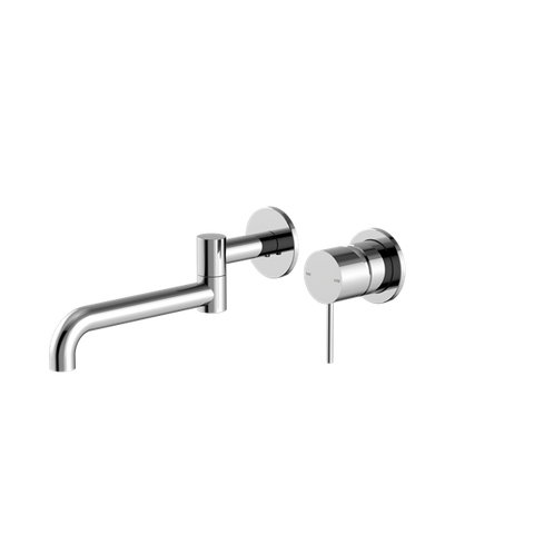 Nero Mecca Wall Basin/Bath Mixer Swivel Spout Set 225mm Chrome