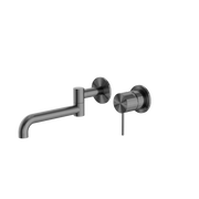 Nero Mecca Wall Basin/Bath Mixer Swivel Spout Set 225mm Gun Metal